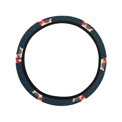 Llama with Polka Dot Themed Print Steering Wheel Cover with Elastic Edge