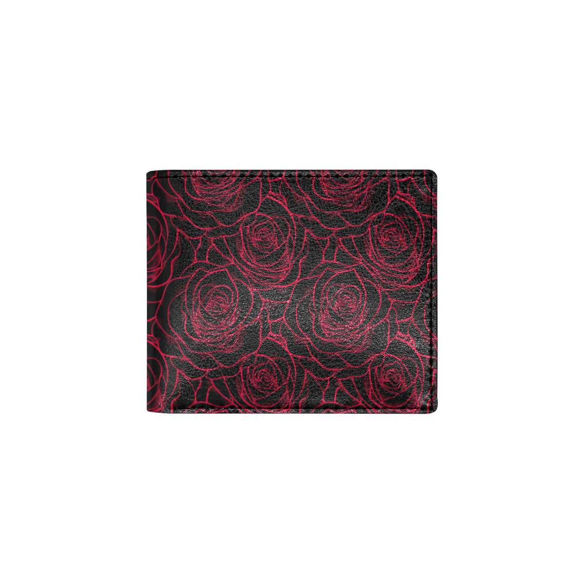 Red Rose Design Print Men's ID Card Wallet