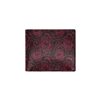 Red Rose Design Print Men's ID Card Wallet