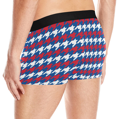 Patriotic Houndstooth Pattern Print Design A02 Men's Boxer Briefs