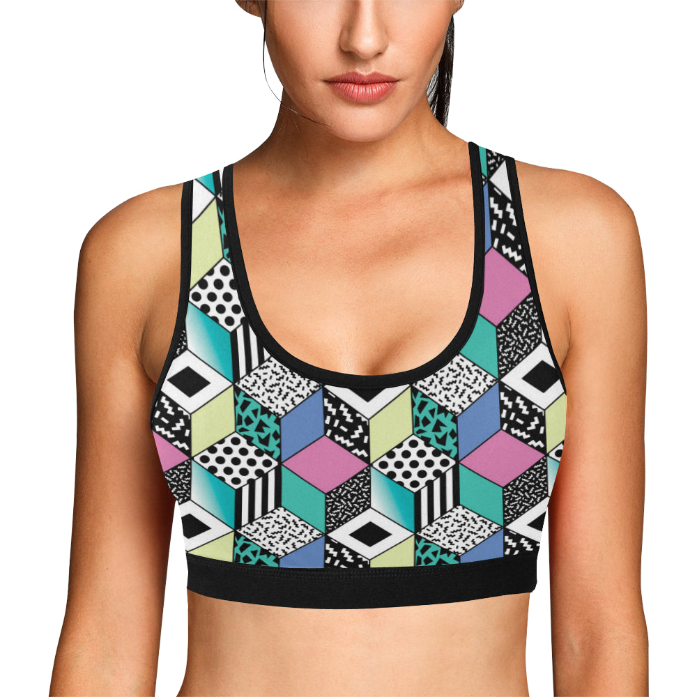 90s Pattern Print Design 3 Sports Bra