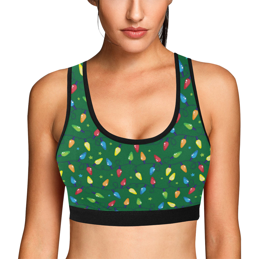 Christmas Light Pattern Print Design 02 Sports Bra