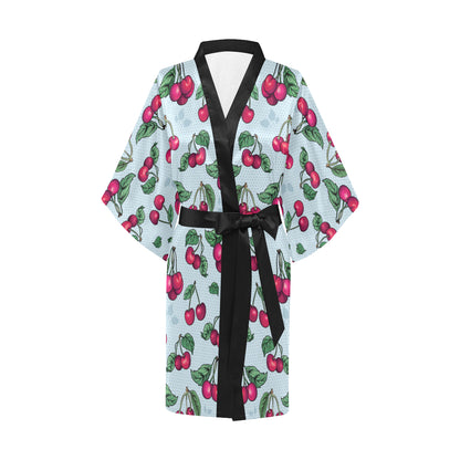 Cherry Pattern Print Design CH01 Women Kimono Robe