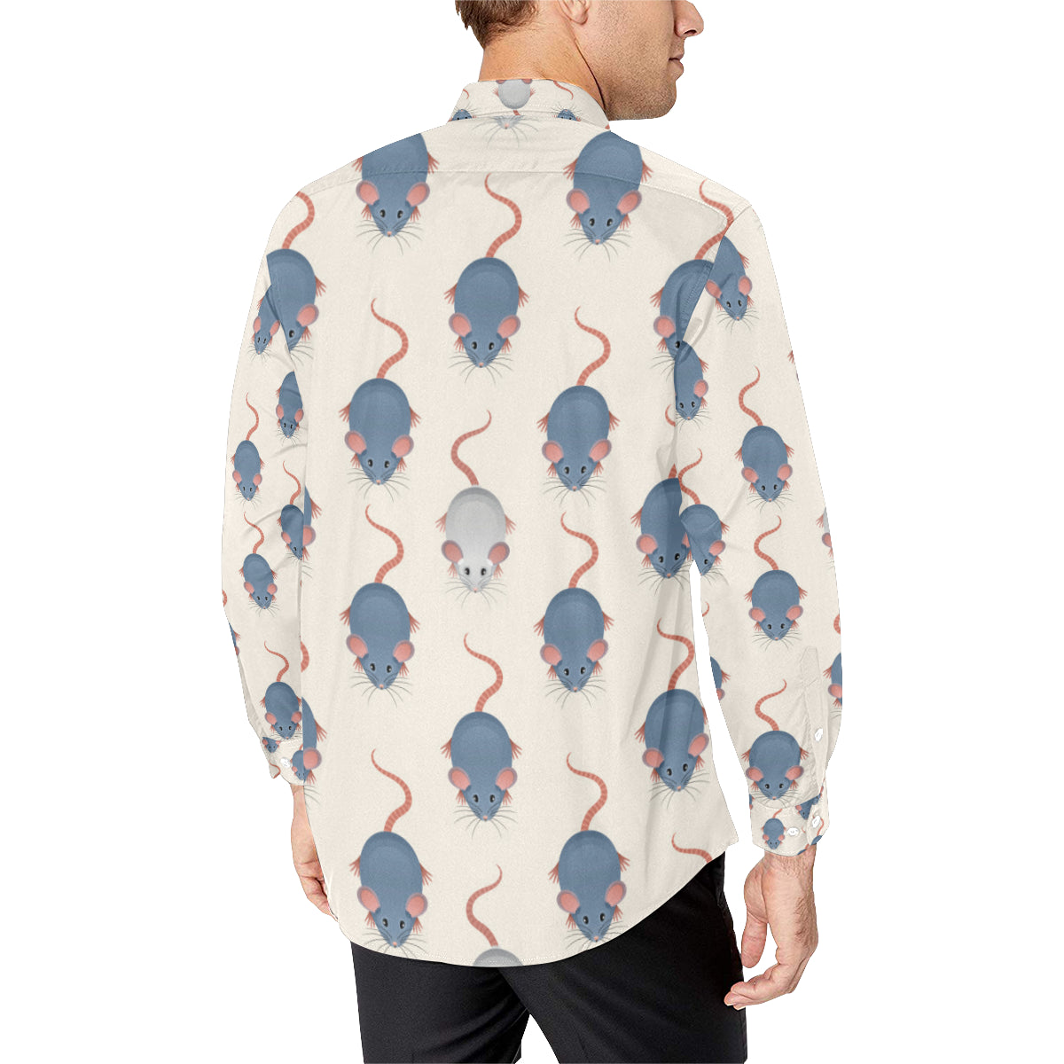 Rat Pattern Print Design 03 Men's Long Sleeve Shirt