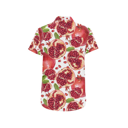 Pomegranate Pattern Print Design PG03 Men's Short Sleeve Button Up Shirt