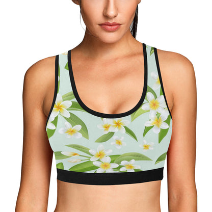Yellow Plumeria Pattern Print Design PM024 Sports Bra