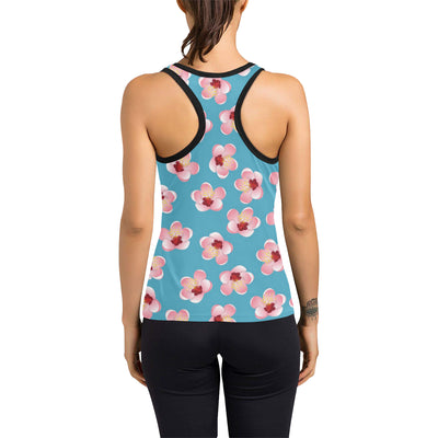 Cherry Blossom Pattern Print Design CB09 Women's Racerback Tank Top