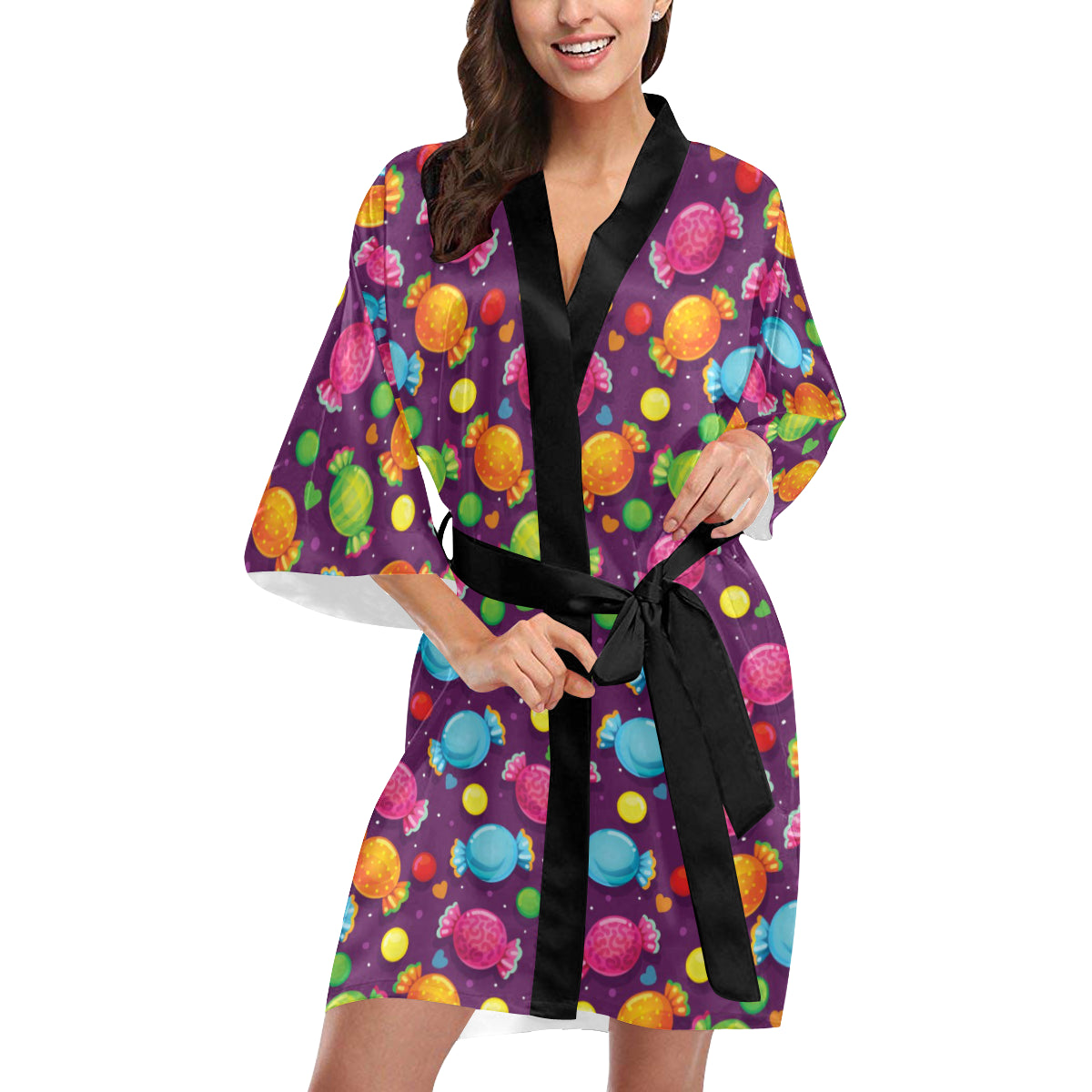 Candy Pattern Print Design CA05 Women's Short Kimono