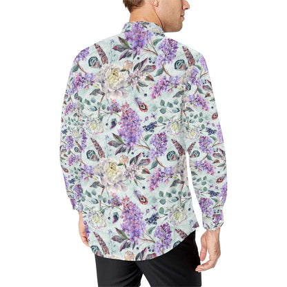 Lilac Pattern Print Design LI06 Men's Long Sleeve Shirt