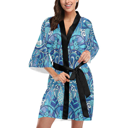 Pucci Pattern Print Design A02 Women's Short Kimono