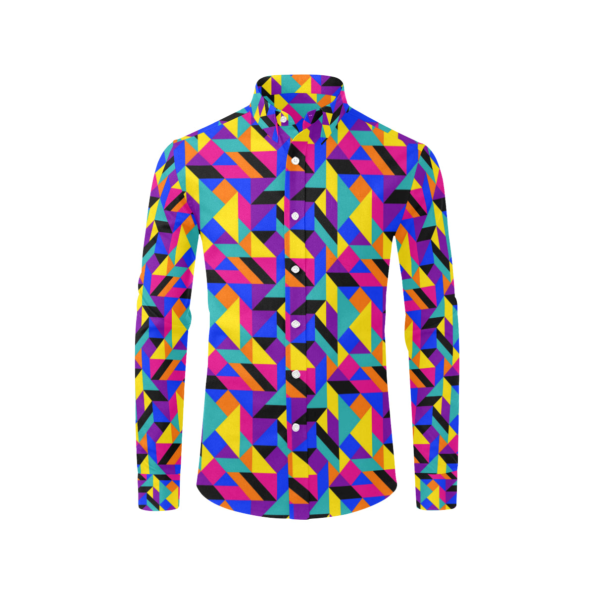 90s Colorful Pattern Print Design 1 Men's Long Sleeve Shirt