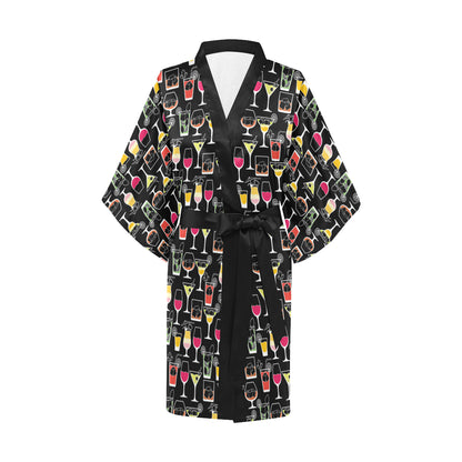 Cocktail Pattern Print Design 01 Women's Short Kimono
