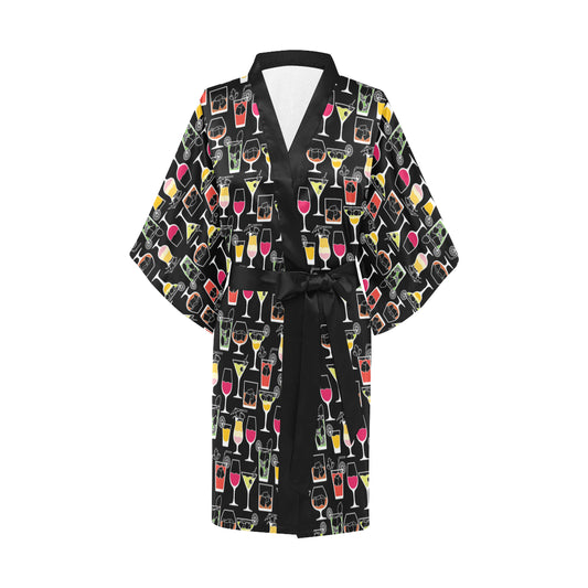 Cocktail Pattern Print Design 01 Women's Short Kimono
