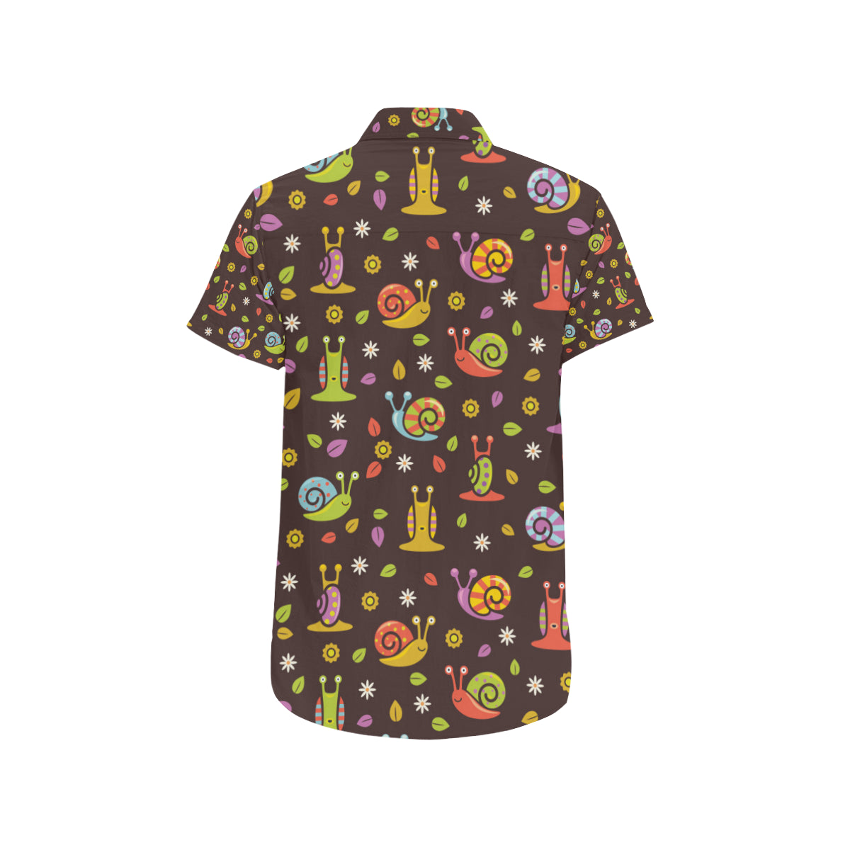 Snail Pattern Print Design 01 Men's Short Sleeve Button Up Shirt