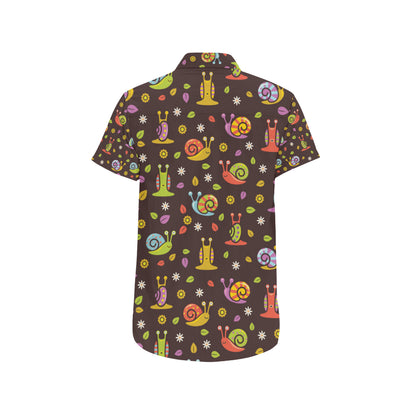 Snail Pattern Print Design 01 Men's Short Sleeve Button Up Shirt