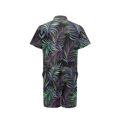 Tropical Palm Leaves Pattern Brightness Men's Romper