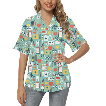 Medical Pattern Print Design 02 Women's Hawaiian Shirt