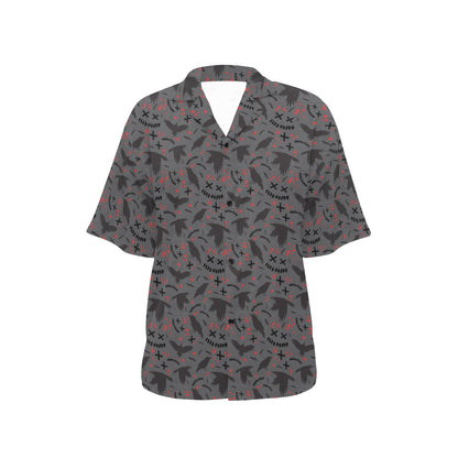 Crow Pattern Print Design 02 Women's Hawaiian Shirt
