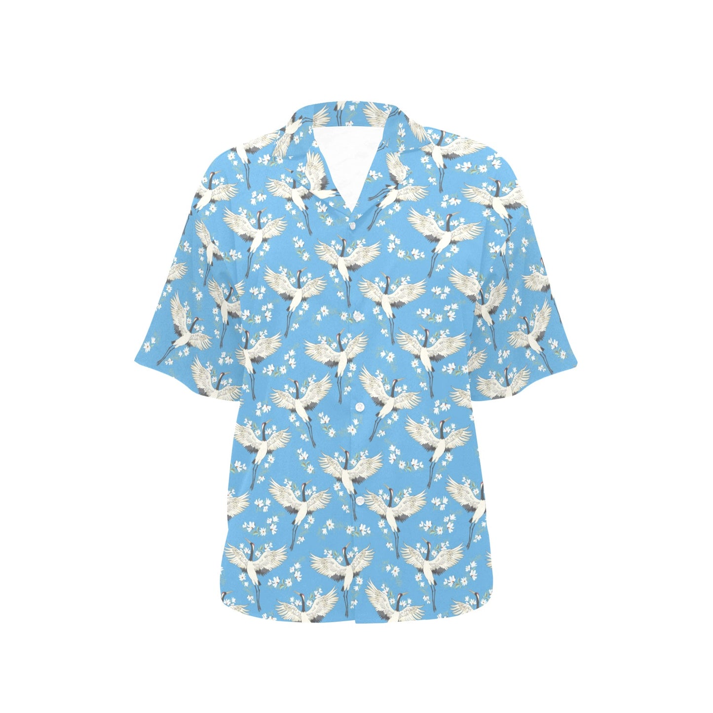 Crane Pattern Print Design 03 Women's Hawaiian Shirt