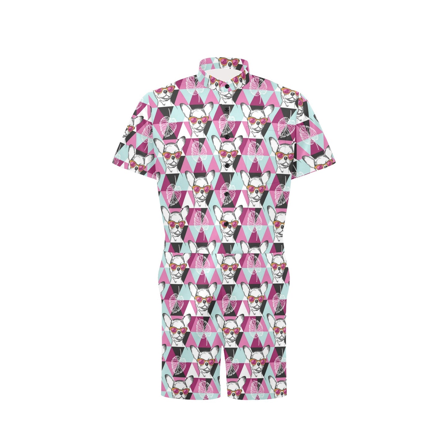 Chihuahua Cute Triangle Pattern Men's Romper