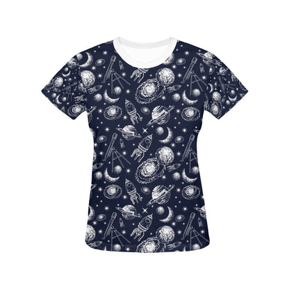 Space Rocket Print Design LKS301 Women's  T-shirt