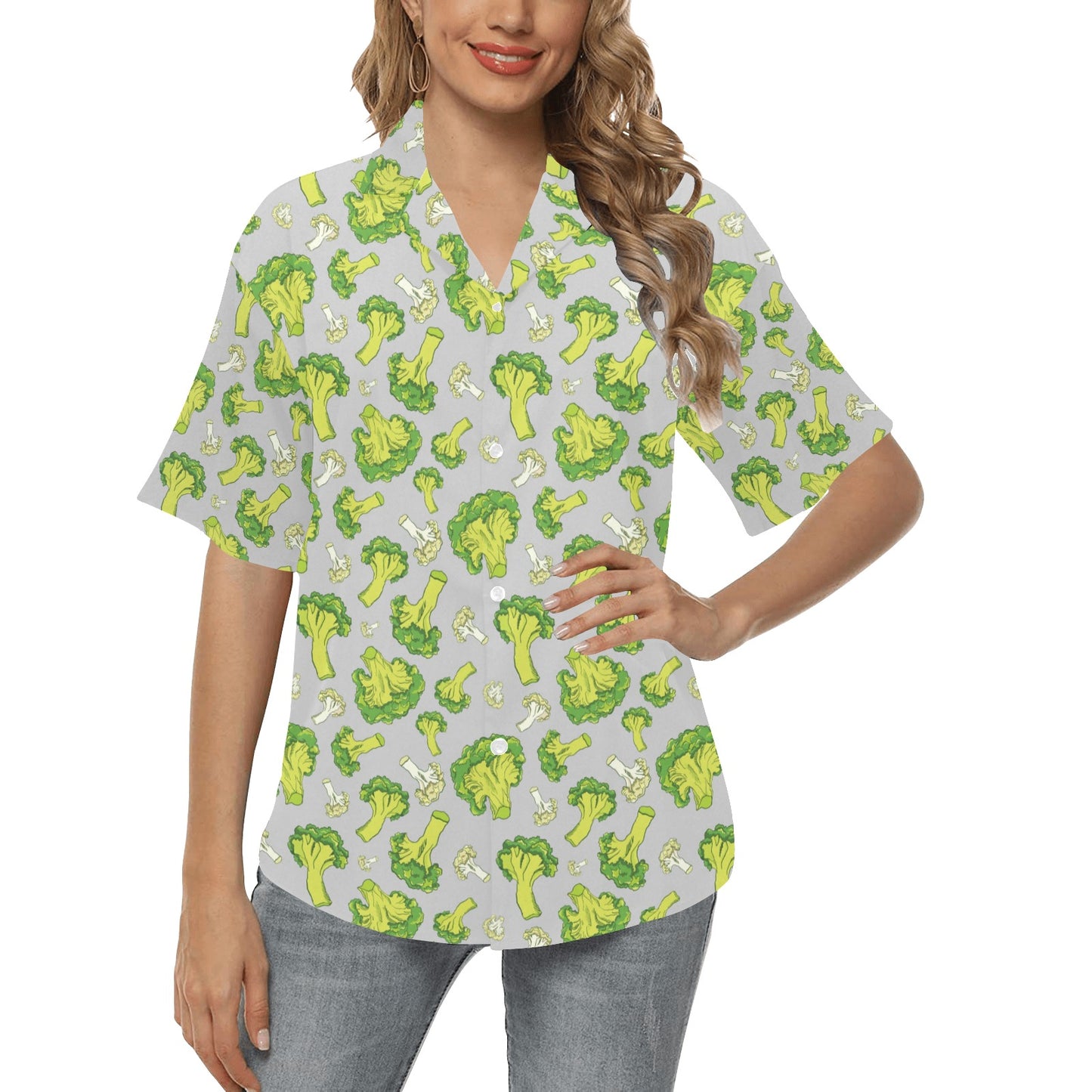 Broccoli Pattern Print Design 03 Women's Hawaiian Shirt
