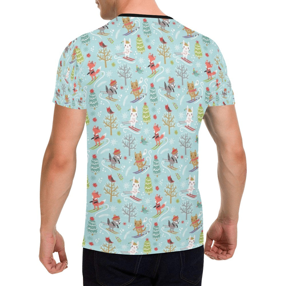 Ski Fox Cute Print Design LKS303 Men's All Over Print T-shirt