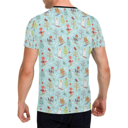 Ski Fox Cute Print Design LKS303 Men's All Over Print T-shirt