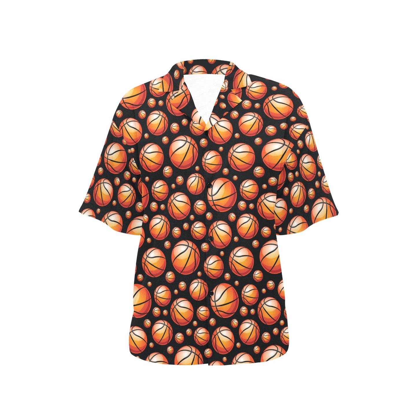 Basketball Black Background Pattern Women's Hawaiian Shirt
