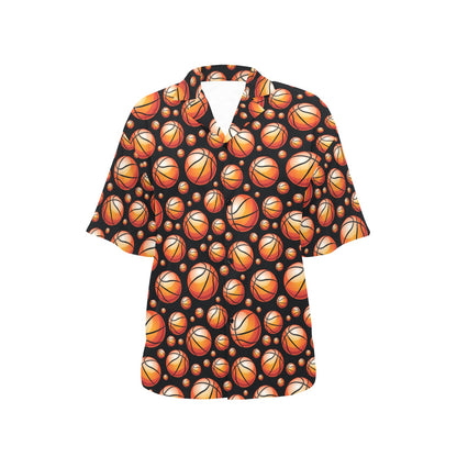 Basketball Black Background Pattern Women's Hawaiian Shirt