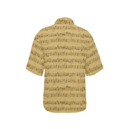 Music Note Vintage Themed Print Women's Hawaiian Shirt