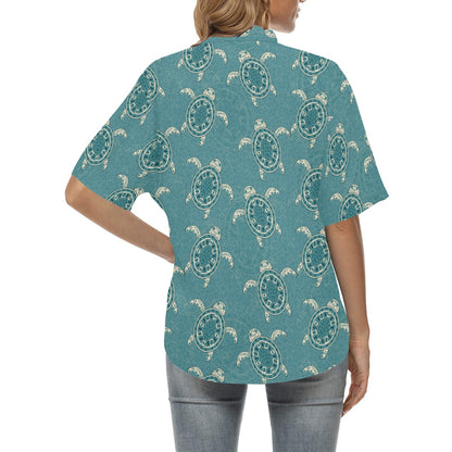 Sea Turtle Pattern Print Design T02 Women's Hawaiian Shirt