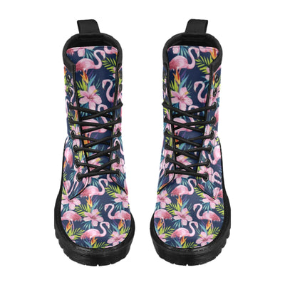 Flamingo Hibiscus Print Women's Boots