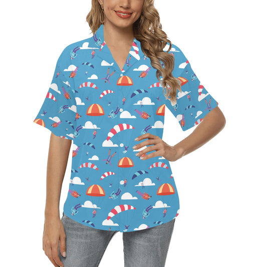 Skydiver Print Design LKS306 Women's Hawaiian Shirt