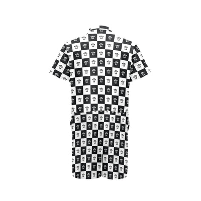 Checkered Flag Crown Pattern Men's Romper