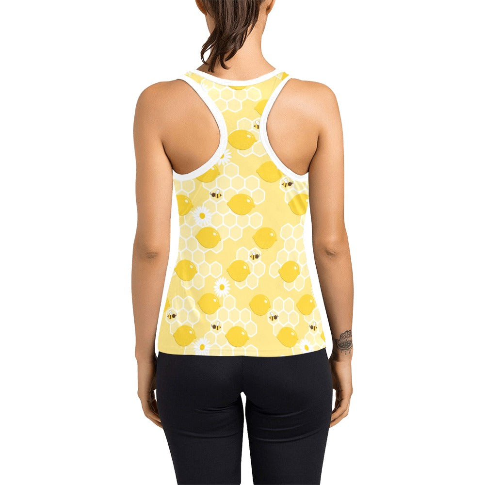 Honey Bee Honeycomb Print Design LKS3010 Women's Racerback Tank Top