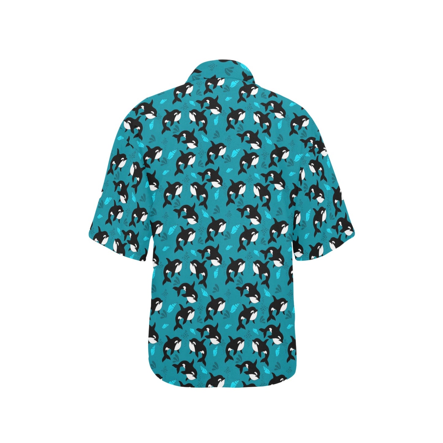 Whale Sea Design Themed Print Women's Hawaiian Shirt