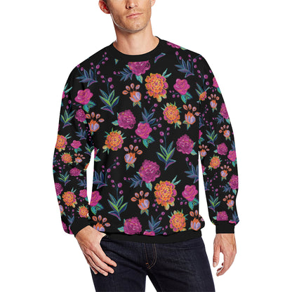 Marigold Pattern Print Design MR02 Men Long Sleeve Sweatshirt
