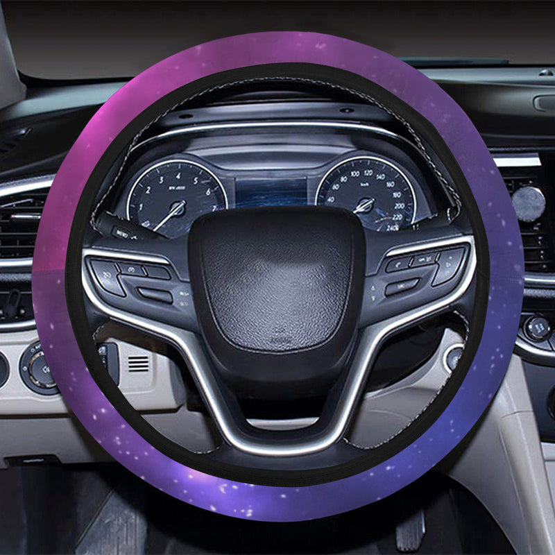 Celestial Purple Blue Galaxy Steering Wheel Cover with Elastic Edge
