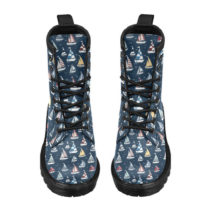 Sailboat Print Design LKS306 Women's Boots