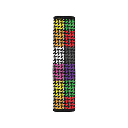 Houndstooth Colorful Pattern Print Design 01 Car Seat Belt Cover