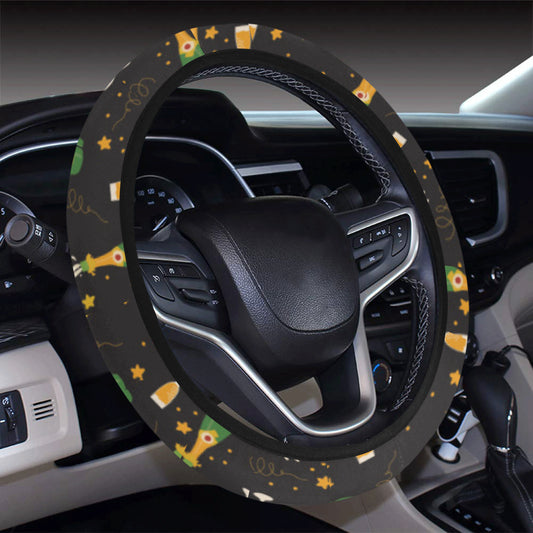 Champagne Pattern Print Design 04 Steering Wheel Cover with Elastic Edge