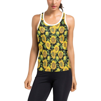 Sunflower Print Design LKS302 Women's Racerback Tank Top