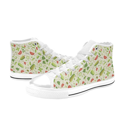 Salad Vegetable Print Design LKS302 High Top Women's White Shoes