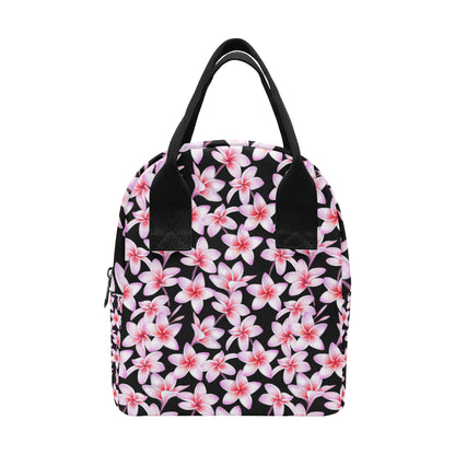 Pink Plumeria Pattern Print Design PM09 Insulated Lunch Bag