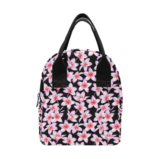 Pink Plumeria Pattern Print Design PM09 Insulated Lunch Bag