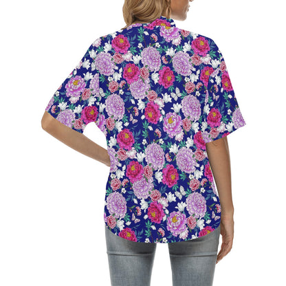 Dahlia Pattern Print Design DH013 Women's Hawaiian Shirt