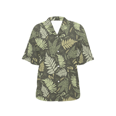 Fern Leave Green Print Pattern Women's Hawaiian Shirt