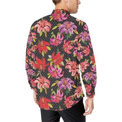 Lily Pattern Print Design LY012 Men's Long Sleeve Shirt
