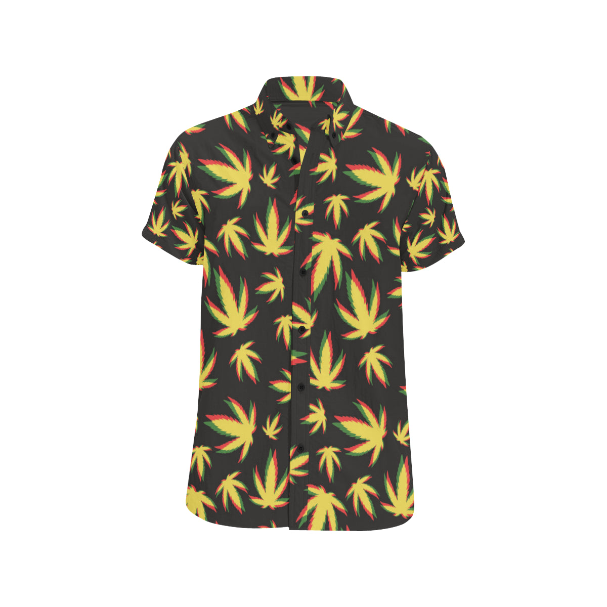 Pot Leaf Pattern Print Design A02 Men's Short Sleeve Button Up Shirt